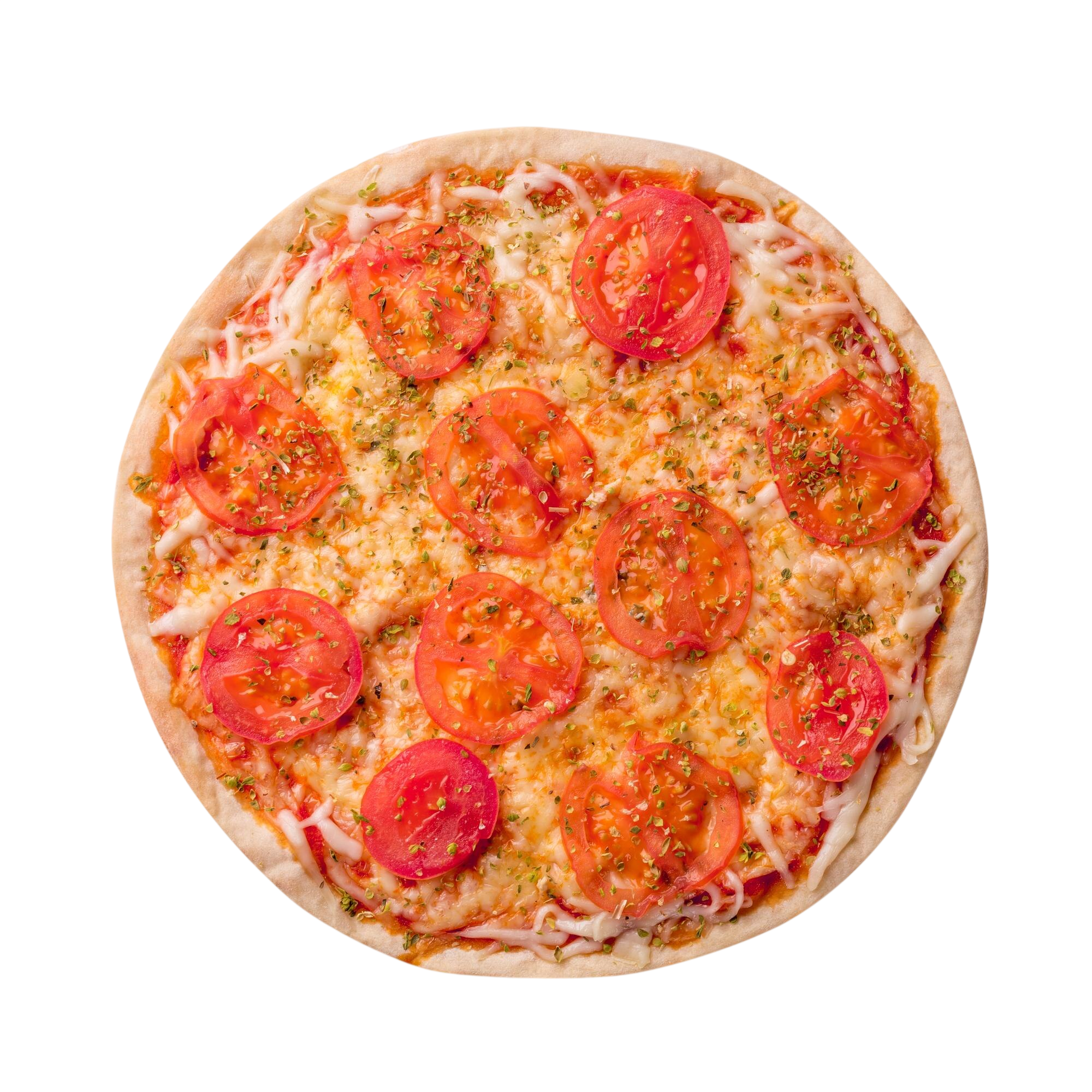 Pizza margarita con tomate fresco